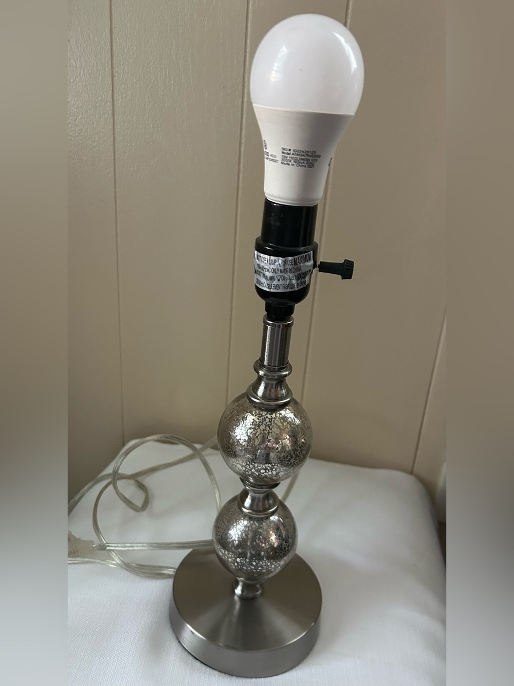 Silver Mercury Glass Double Ball Table Lamp